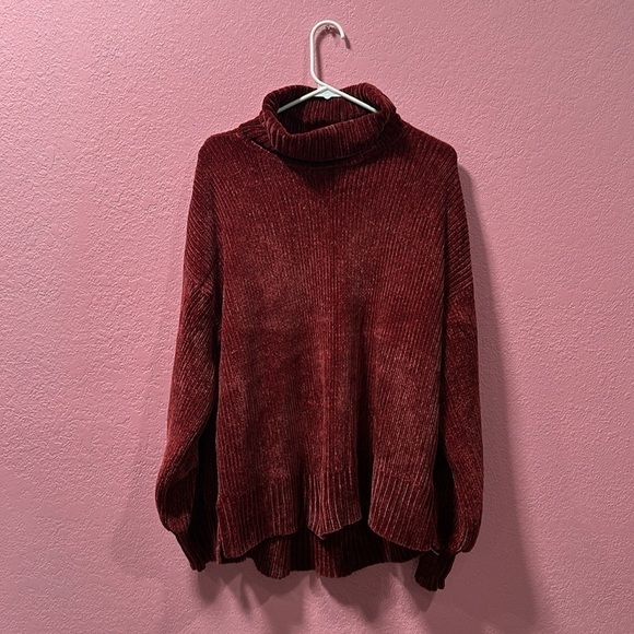MAISON JULES Women’s Red Velvet/Corduroy Red Turtle Neck Sweater Size L - Picture 1 of 5